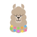 Cute simple llama head vector