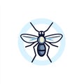 A cute simple mosquito icon with bold black outlines on light blue circular background Royalty Free Stock Photo