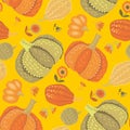 Cute simple naive pumpkin seamless pattern.