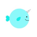 Narwhal whale cute vector illustration