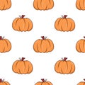 Cute simple seamless pattern with doodle flat pumpkins for thanksgiving and halloween Royalty Free Stock Photo