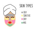 Cute and simple face skin types for multimasking