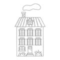 Cute simple three-storey house in sketch doodle style.