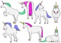 Cute and simple unicorn doodle drawing set