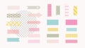 Cute simple washi tape, scotch paper stickers for scrapbooking of japanese style decorated of line, dots, waves.