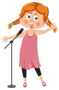 Cute singer girl cartoon character