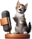 Cute Singer Kitten character design. Ai-Generated.