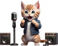 Cute Singer Kitten character design. Ai-Generated.