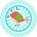 Cute singing bird round sticker