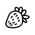 Cute single strawberry fruit clipart. Hand drawn fresh berry monochrome lineart. Seasonal healthy food in flat color. Vegan, ripe Royalty Free Stock Photo