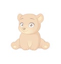 Cute sitting baby bear cartoon character. Vector illustration on white background.