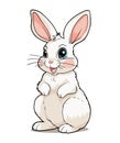 Cute sitting baby bunny with legs tucked in, vector illustration for Easter hunt, wild forest animal, color isolated