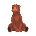 Cute Sitting Brown Bear, Wild Forest Animal Character Cartoon Vector illustration