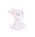 Cute sitting bunny cartoon character. Vector illustration on white background. Royalty Free Stock Photo