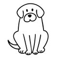 Cute sitting dog in simple outline style with rounded shapes and friendly expression. Hand drawn vector isolated illustration. Royalty Free Stock Photo