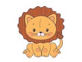 Cute sitting lion cub. Jungle animal character. Flat cartoon character, toy or doll for a child. Zoo vector illustration isolated Royalty Free Stock Photo