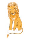Cute sitting lion hand drawn illustration. Royalty Free Stock Photo