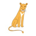 Cute sitting lioness hand drawn illustration. Royalty Free Stock Photo
