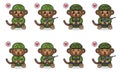 Vector Illustration of Cute sitting Monkey cartoon with Soldier costume.