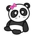 Cute sitting panda with bow