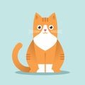 Cute happy red cat illustration in flat style. Royalty Free Stock Photo