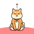 Cute sitting shiba inu dog vector illustration.