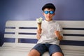 Cute six years boy eating ice cream Royalty Free Stock Photo