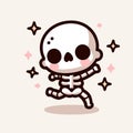 Cute Skeleton Cartoon Mascot Character, skeleton dancing, Halloween vector Illustration, generative ai Royalty Free Stock Photo