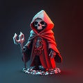 Cute skeleton god standing 3d render