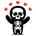 Cute skeleton mascot for romance and love design