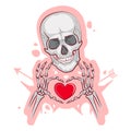 Cute skeleton on a white background. Vector illustration. Valentine`s Day Image