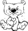 Cute sketch bear illustration sitting - vector