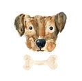 Cute sketch brown watercolor dog illustration