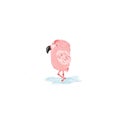 Cute sketch hand drawn color flamingo illustration