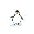 Cute sketch hand drawn color penguin illustration