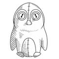 Cute sketching penguin doll vector