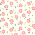 Cute floral pattern with childish pink flowers