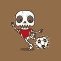 cute skull playing soccer