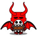 Red devil mascot skull halloween board