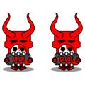 red devil mascot skull open and close