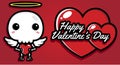 cute skull skeleton cupid character in valentines day greeting card