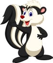 Cute skunk cartoon waving hand
