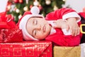 Cute sleeping baby santa Royalty Free Stock Photo