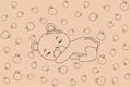 Cute sleeping bear. Funny background of a sleeping teddy. Bear's Baby Royalty Free Stock Photo