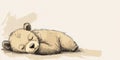 Cute sleeping bear illustration in soft pastel tones for children Royalty Free Stock Photo