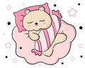 Cute sleeping bear line cartoon vector Royalty Free Stock Photo