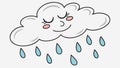 A cute sleeping cloud character raining gentle raindrops. vector design Generative AI Royalty Free Stock Photo