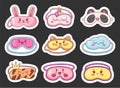 Cute sleeping masks. Sticker Bookmark