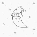 Cute Sleeping Moon Line Art Vector