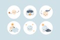 Cute sleeping moon stickers